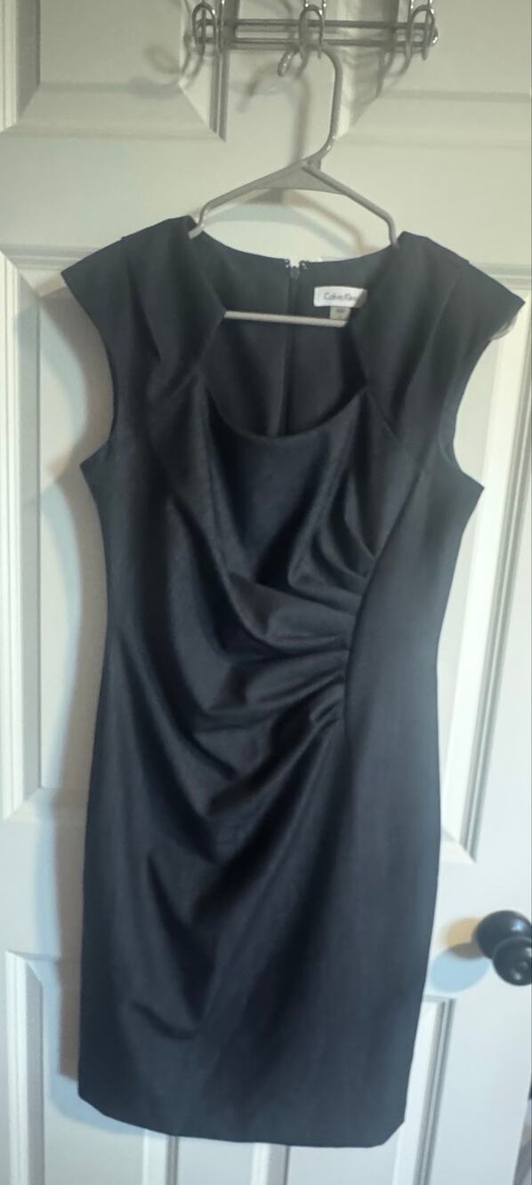 Calvin Klein Blue Sleevless Ruched Sheath Dress Size 6